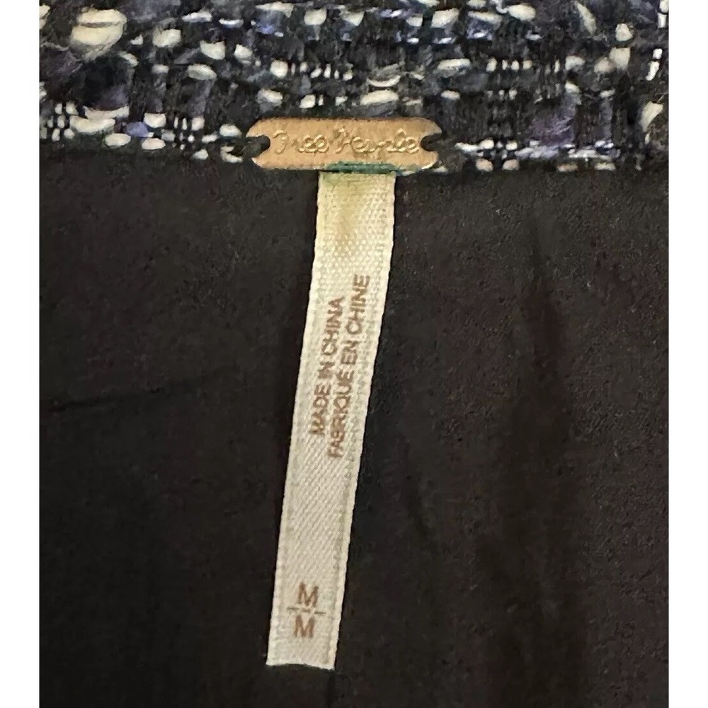 Free People Nicole Tweed Short Boho Moto Zipper Fall Jacket Black Blue Medium - Picture 4 of 8